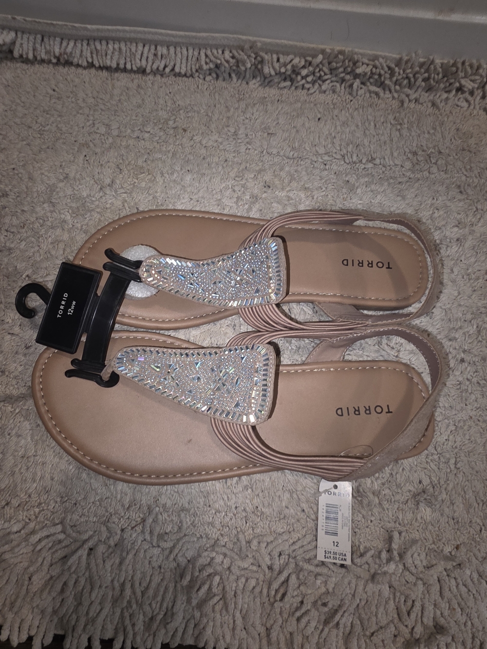 torrid blush crystal T-strap sandals